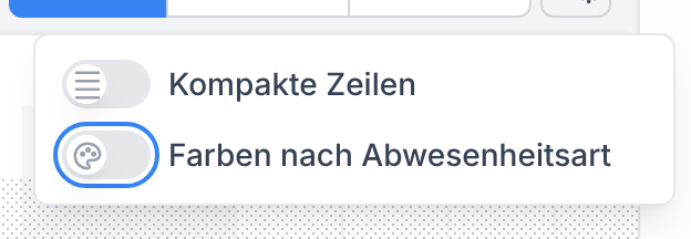 Der Schalter Farben nach Abwesenheitsart