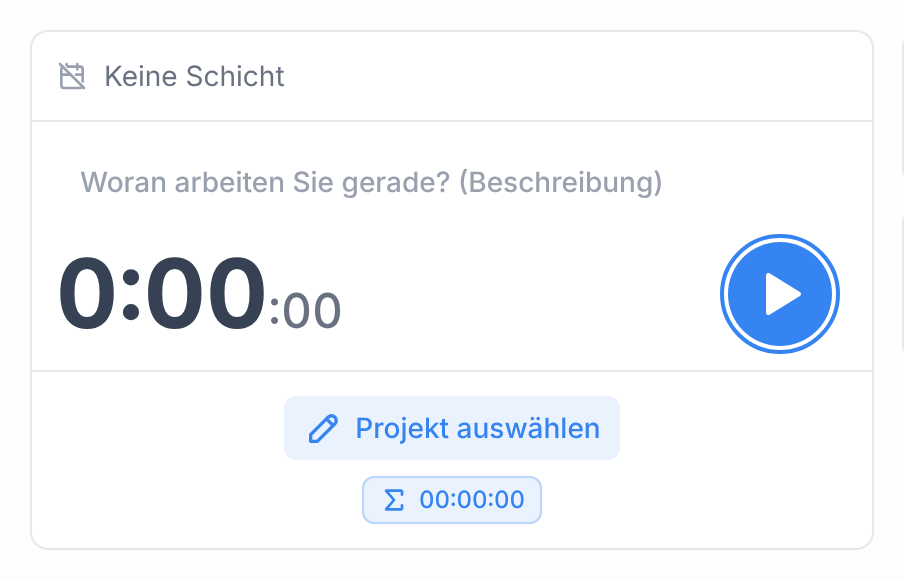 Die Karte Erfassung mit dem runden Startknopf