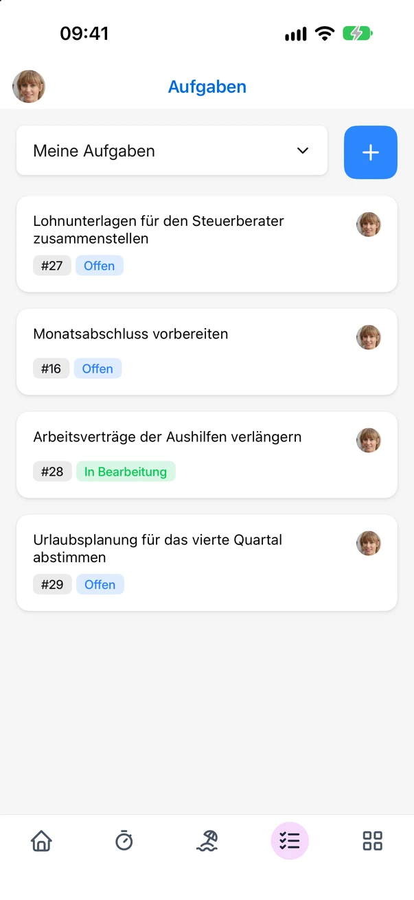Die Aufgaben in der App mit dem Plus-Symbol oben rechts