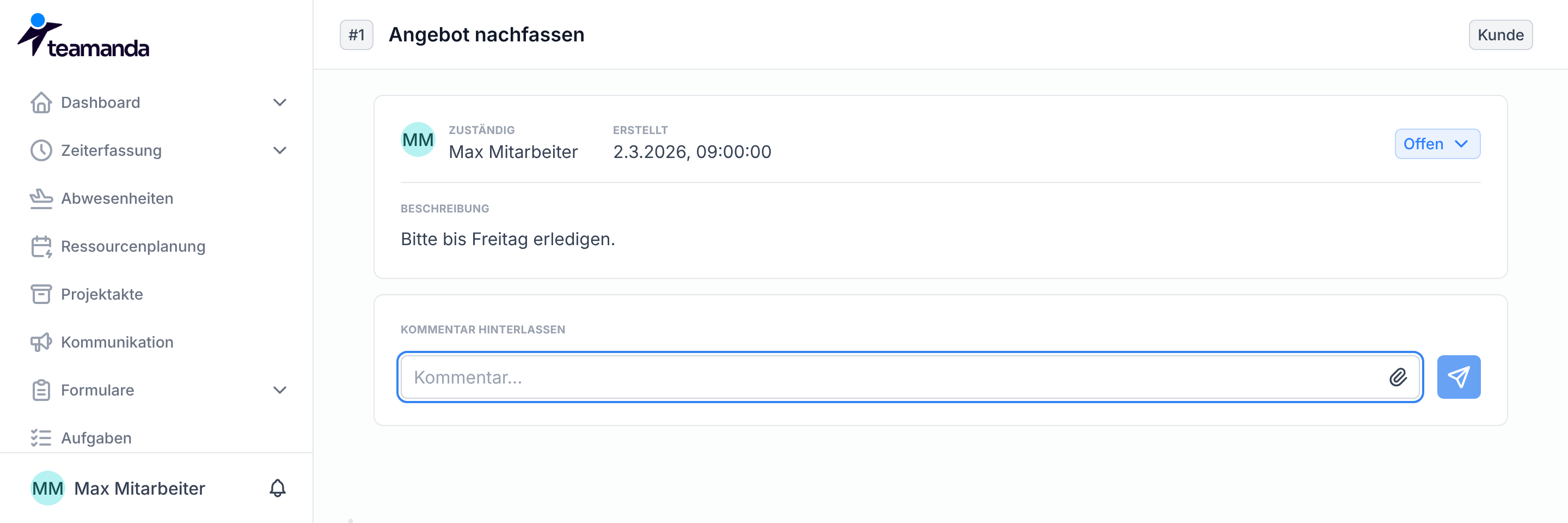 Das Feld Kommentar unter Kommentar hinterlassen