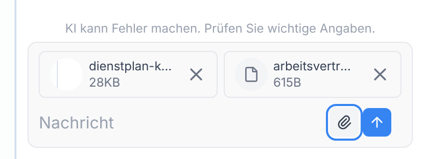 Zwei angehängte Dateien über dem Feld Nachricht