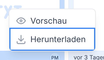 Das Menü einer Datei mit dem Eintrag Herunterladen
