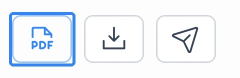 Die geöffnete Einreichung in der App mit der Symbolleiste oben, in der das PDF-Symbol markiert ist