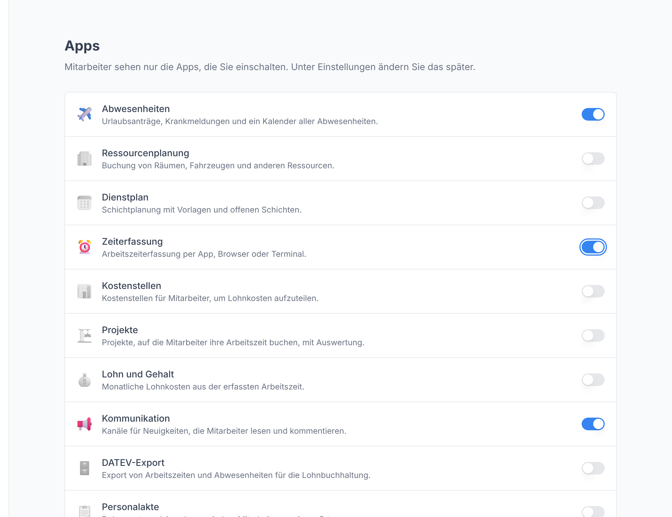 Apps mit einem Schalter je App