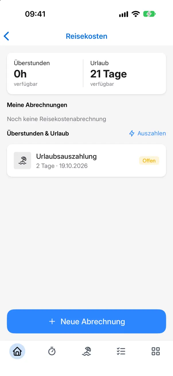 Guthaben und Anträge in der App
