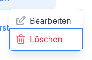 Das Menü eines Ordners mit dem Eintrag Löschen