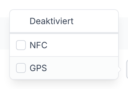 Die Auswahl GPS und NFC-Checkpoint bei Ortsnachweis bei der Zeiterfassung