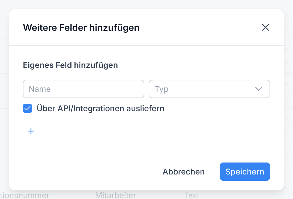 Der Dialog Weitere Felder hinzufügen