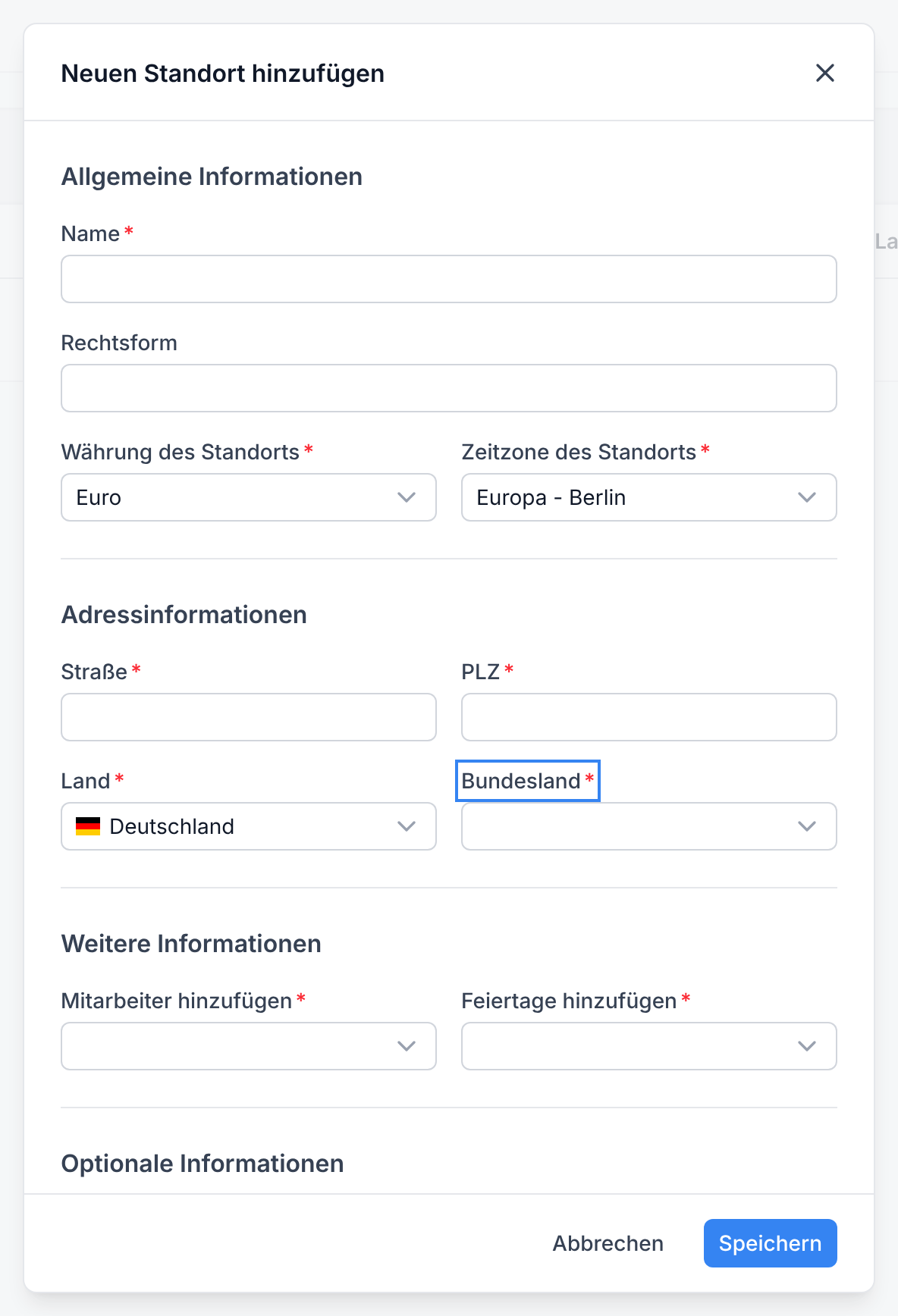 Der Dialog Neuen Standort hinzufügen