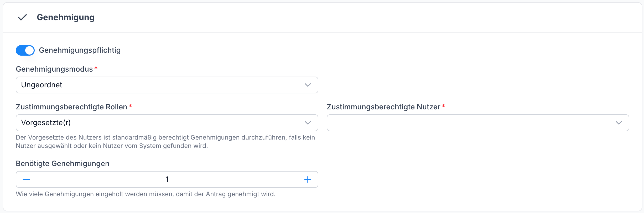 Abwesenheitsart Einstellungen Genehmigung Ungeordnet