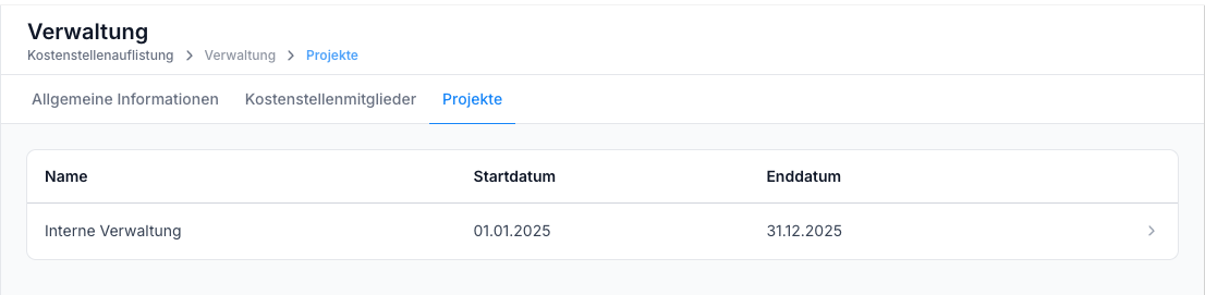 Kostenstellen Projekte