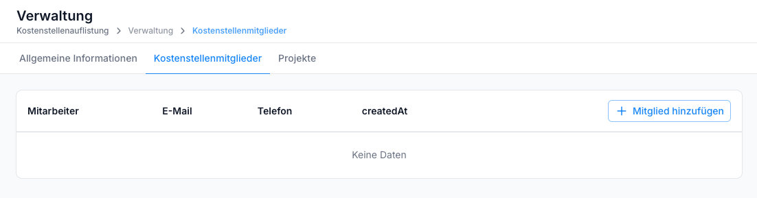 Kostenstellen Mitglieder