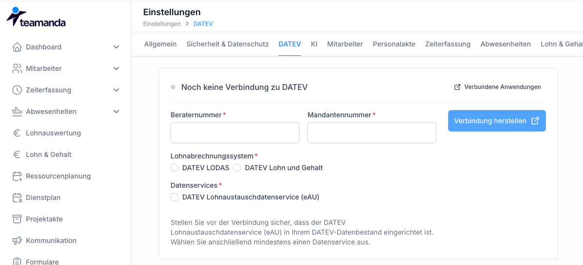 DATEV-Verbindung herstellen
