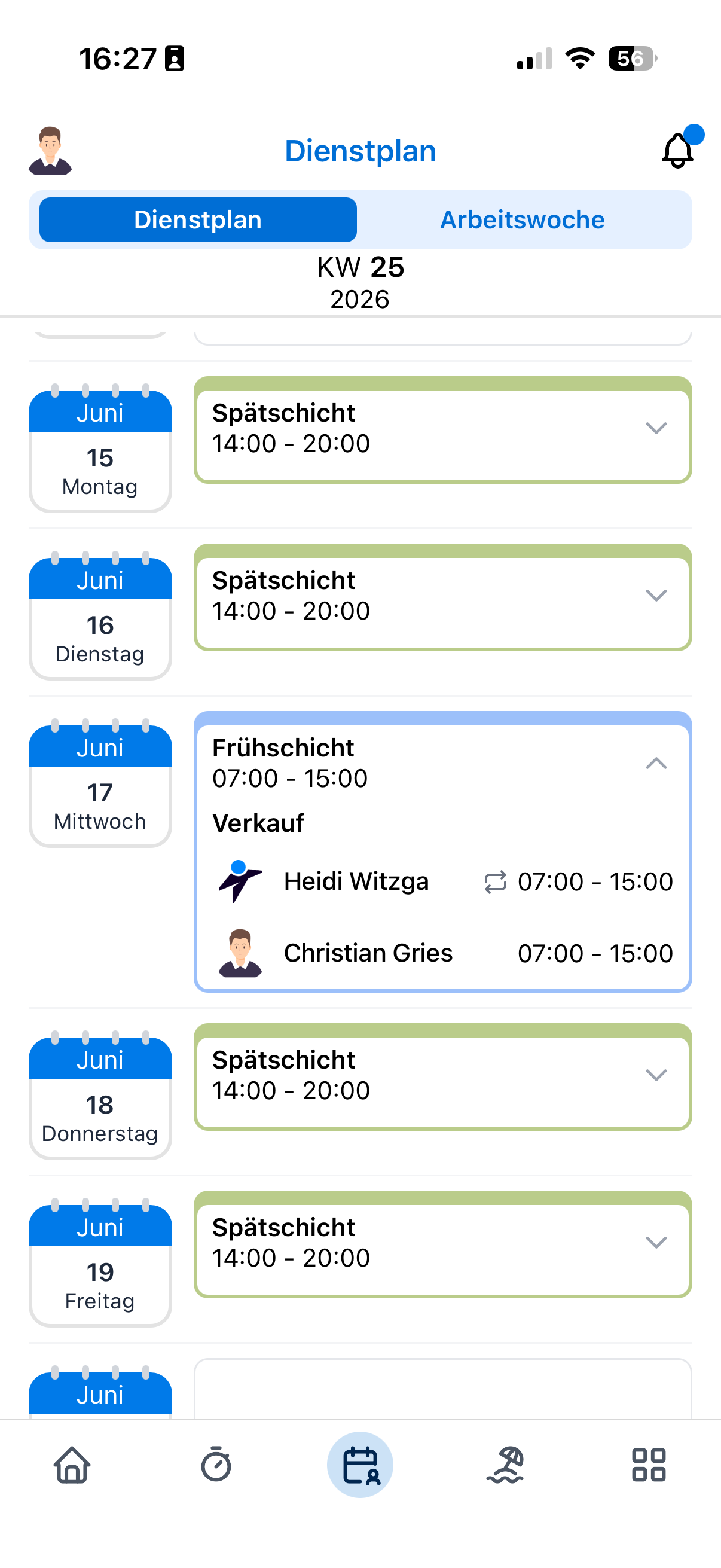 Eigener Dienstplan