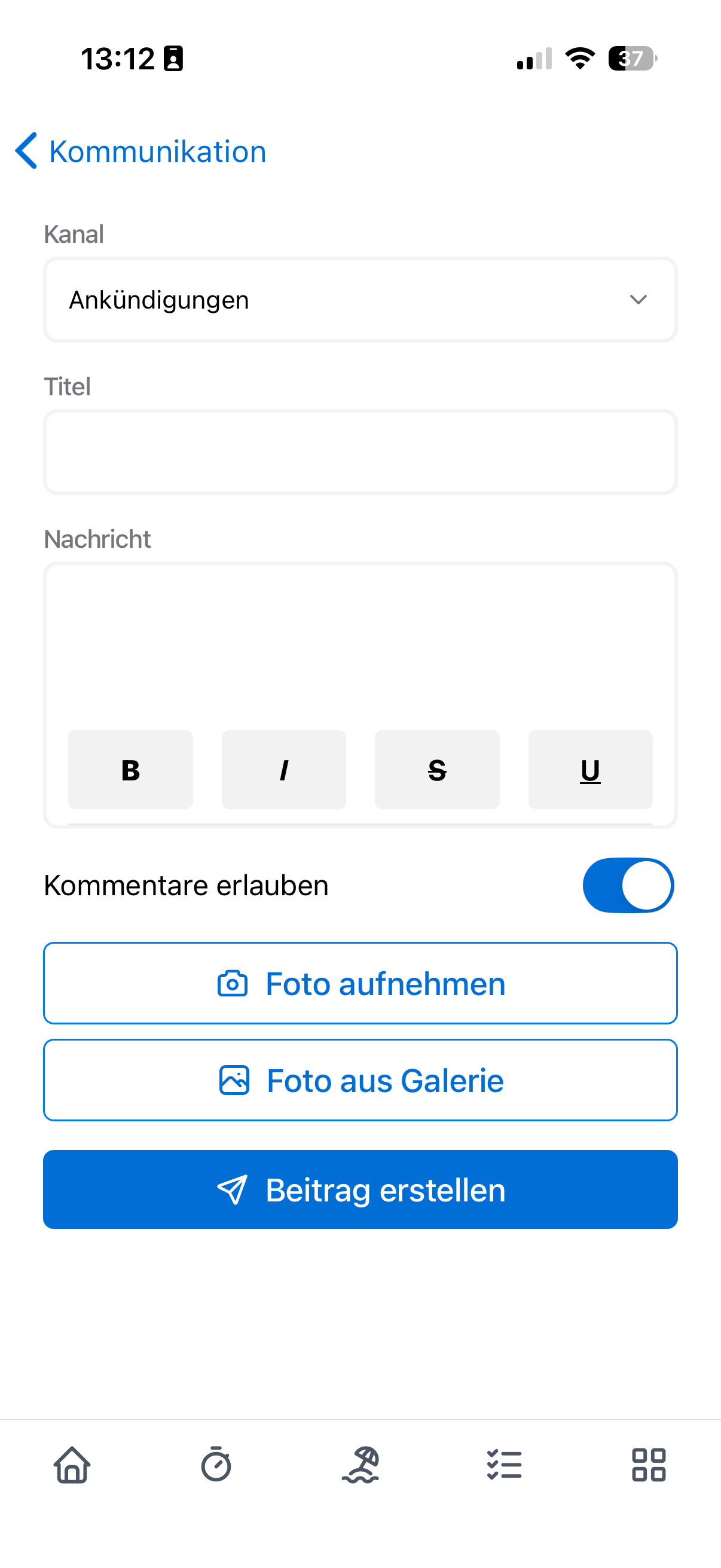 App Beitrag erstellen