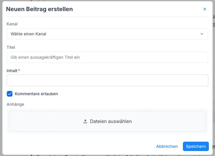 Web Beitrag erstellen