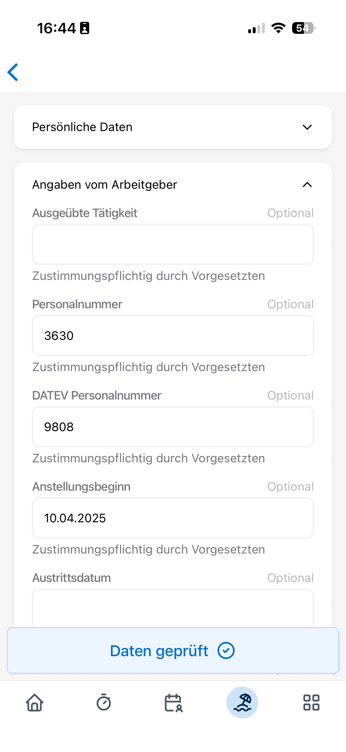 App Stammdatenprüfung Änderung