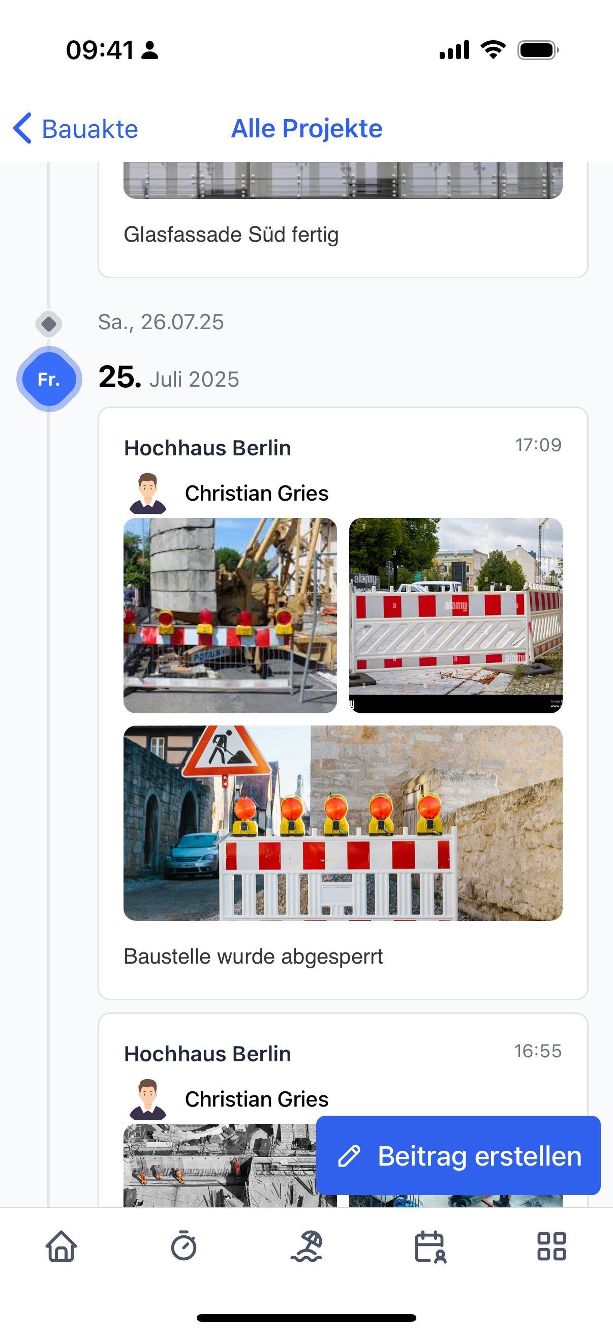 App Projektfortschritt Verlauf
