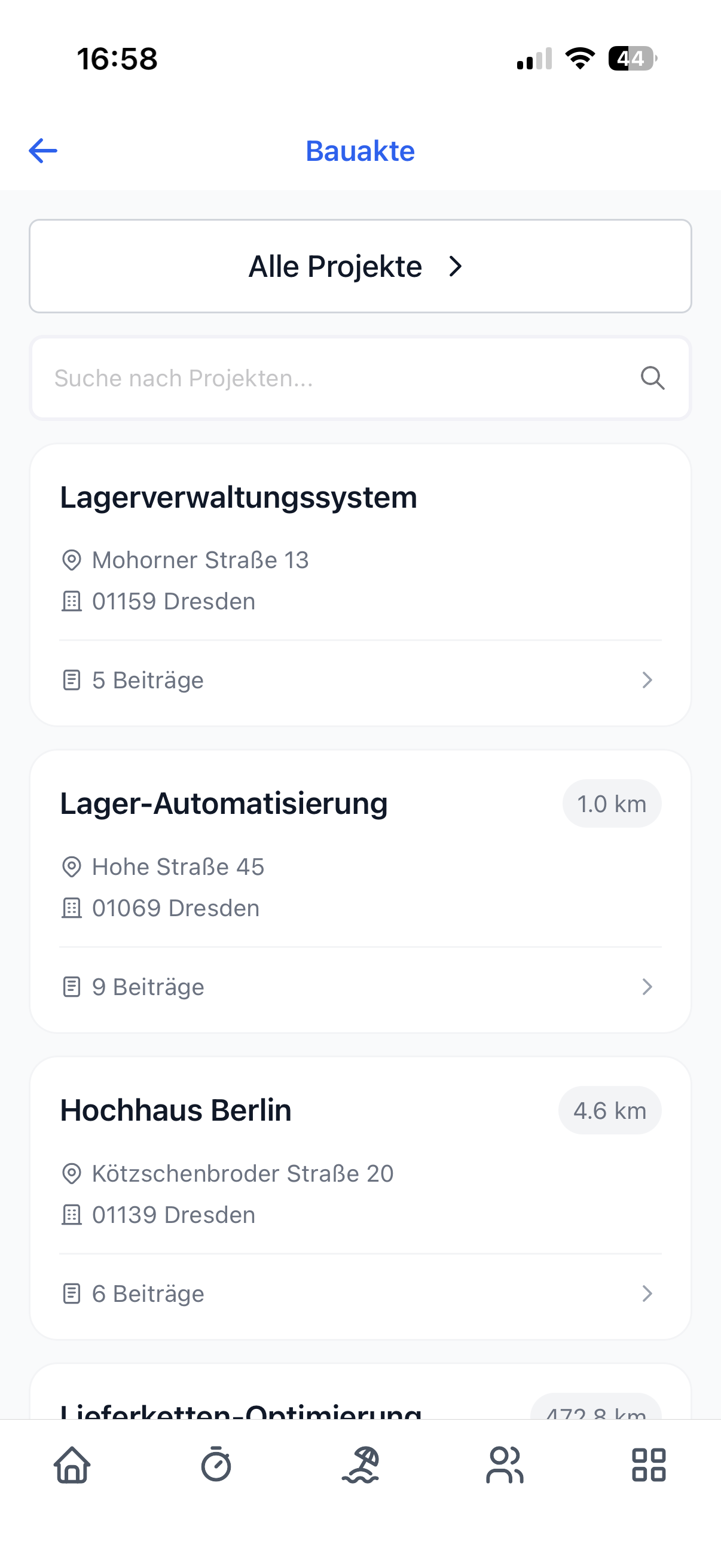 App Projektliste