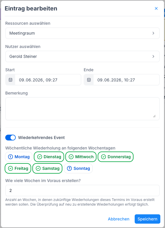 Eintrag bearbeiten