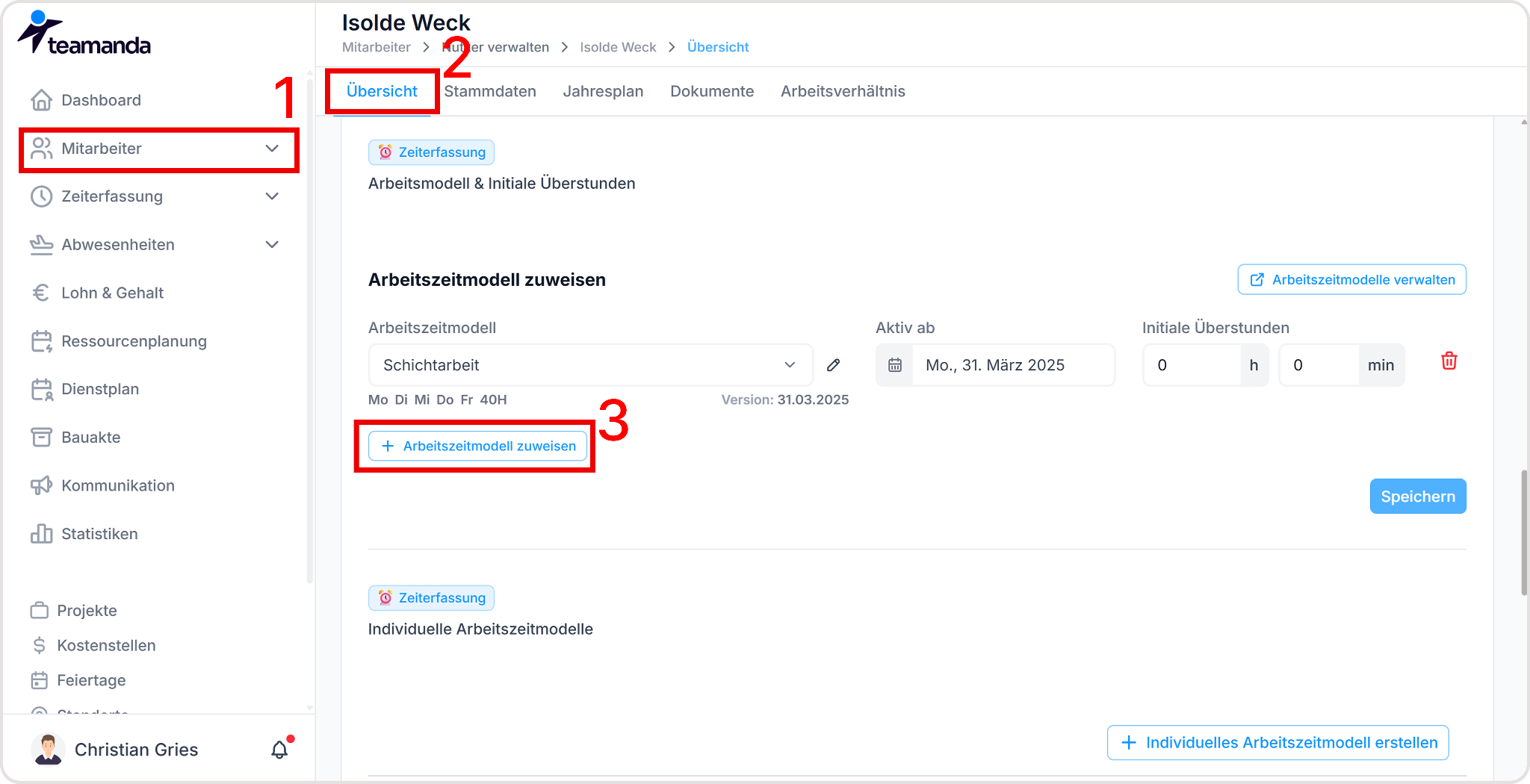 Arbeitszeitmodell Auswahl