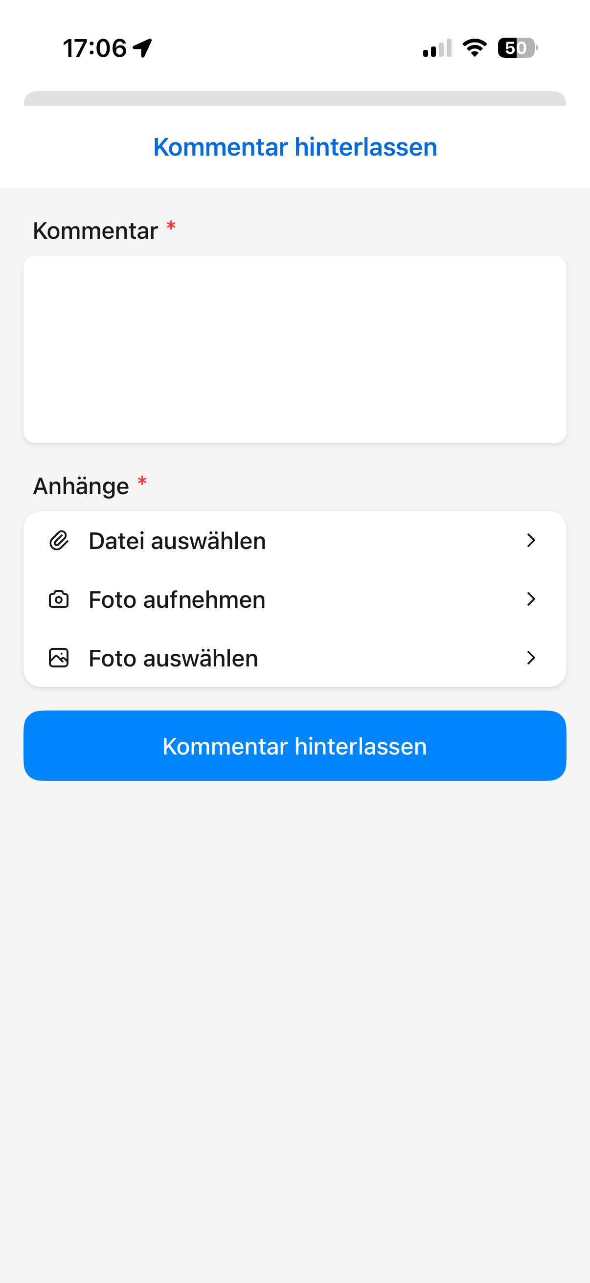 App Aufgabe kommentieren