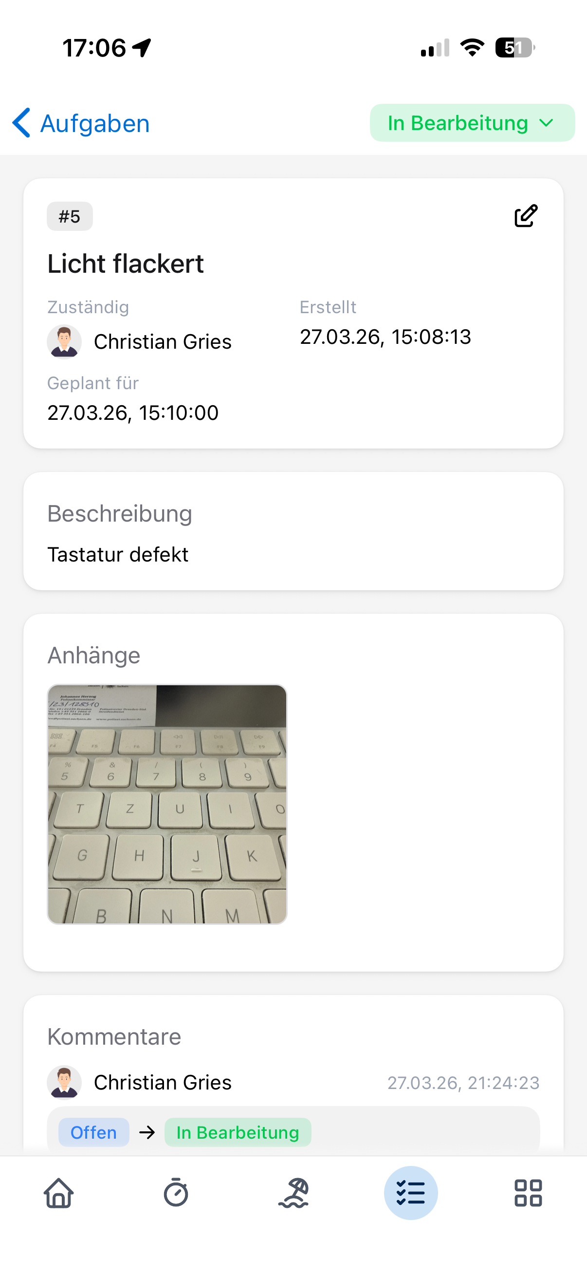 App Aufgabendetails