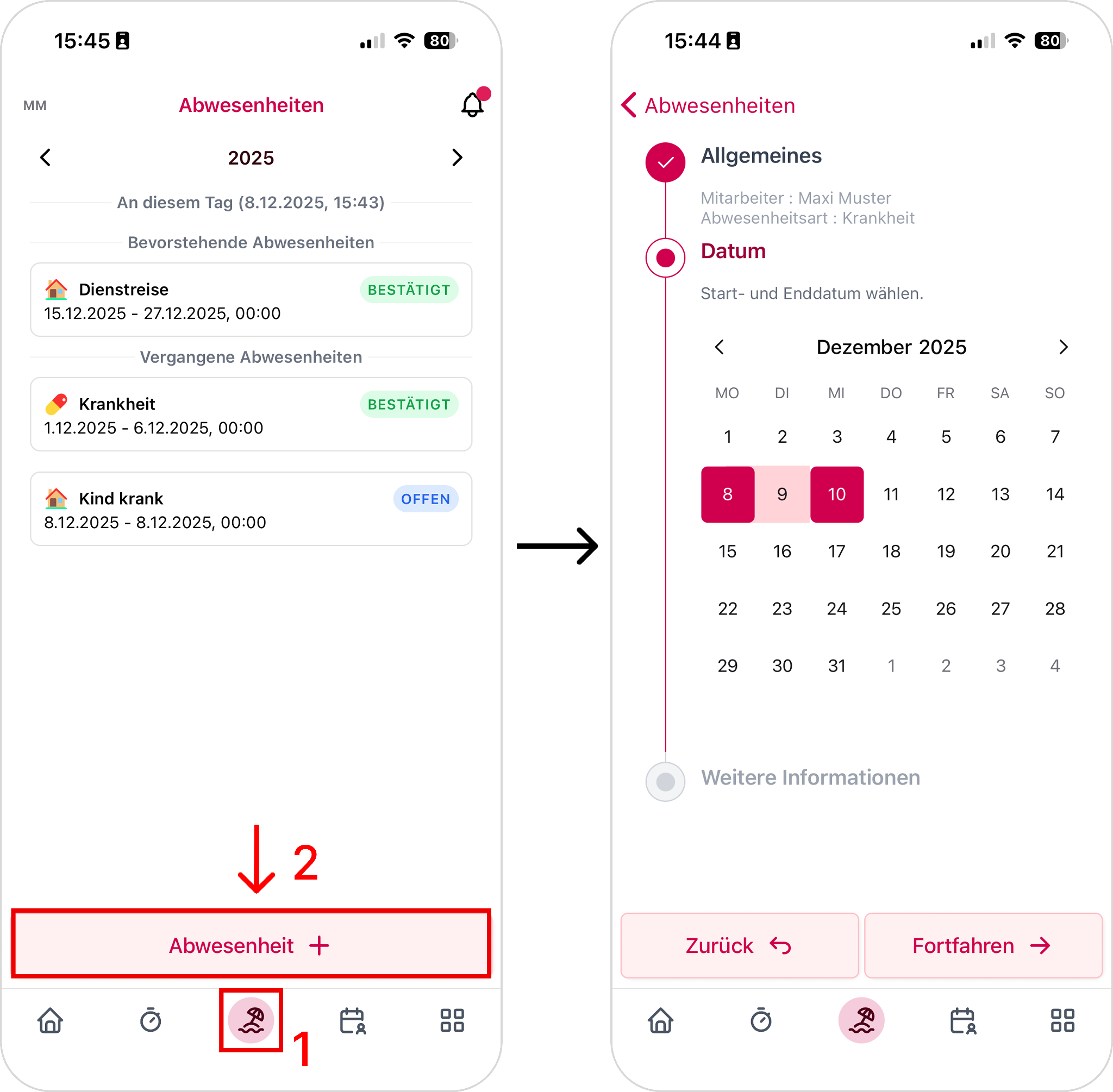 Abwesenheitsantrag - App